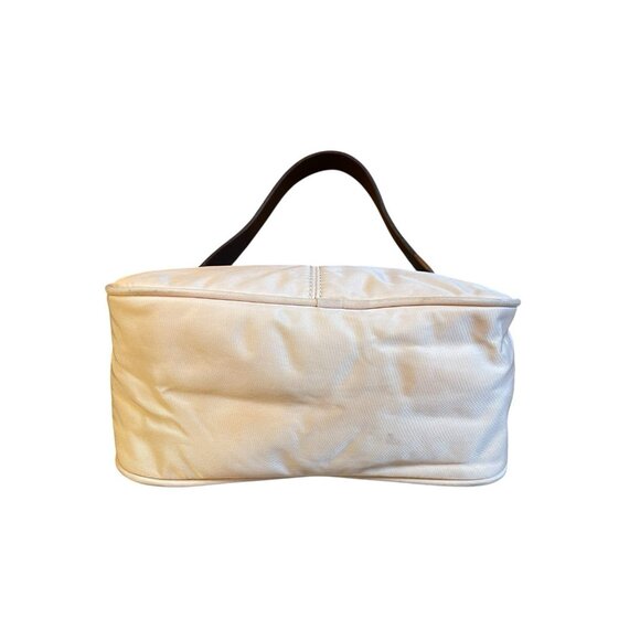 VTG Dooney & Bourke Wayfarer Baguette Shoulder Bag Ivory Nylon Brown Leather Y2K - Picture 4 of 14